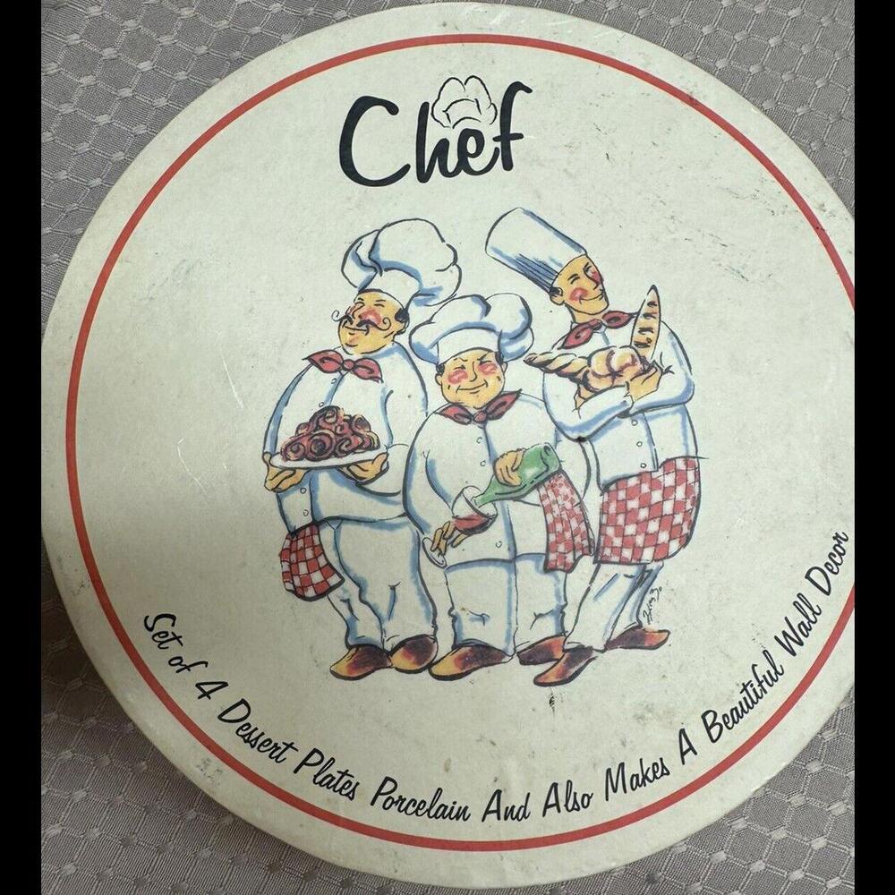 I. Godinger & Co CHEF 4 Dessert Salad Snack Plates 7 1/2" Home Essentials New